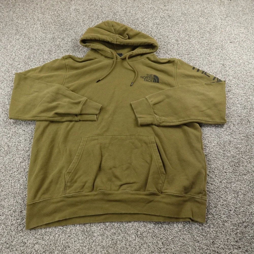 North Face Hoodie Mens XL‎ Green Bear Graphic Pullover Sweatshirt Outdoor Hiking